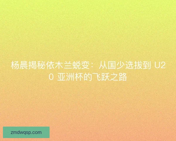 杨晨揭秘依木兰蜕变：从国少选拔到 U20 亚洲杯的飞跃之路