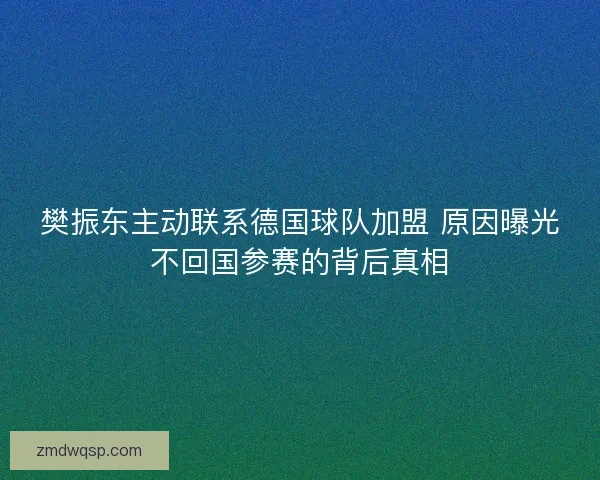 樊振东主动联系德国球队加盟 原因曝光不回国参赛的背后真相 樊振东主动联系德国球队加盟 原因曝光不回国参赛的背后真相