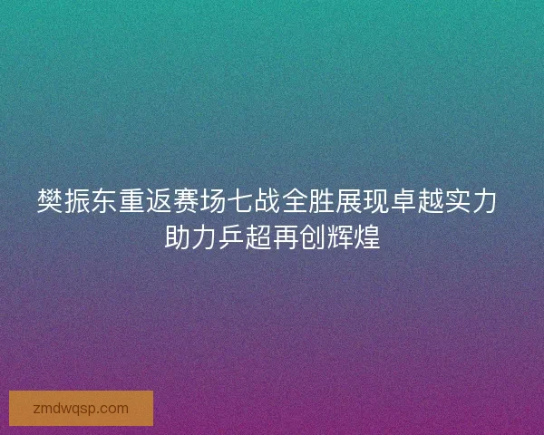 樊振东重返赛场七战全胜展现卓越实力 助力乒超再创辉煌 樊振东重返赛场七战全胜展现卓越实力 助力乒超再创辉煌